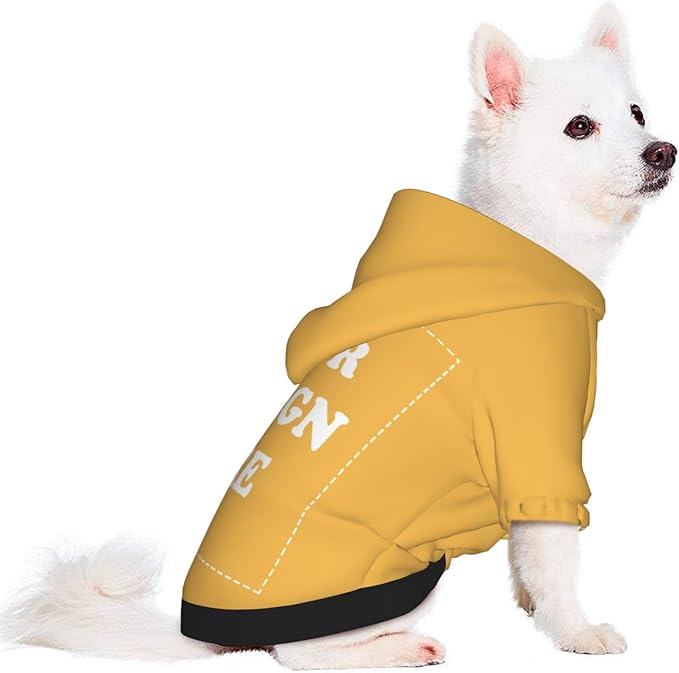 Dog Costume, Custom Dog Hoodie, Dog Name Costume Holiday Pet Pajamas Outfit, Personalized Pet Coat Costumes for Small Medium Large Dogs and Cats for Winter, Gold, S