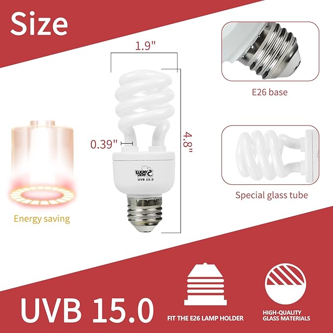 LUCKY HERP 13W UVB 15.0 Intense UVA UVB Compact Flouorescent Lamp Desert Terrarium Light Bulb for Reptile and Amphibian