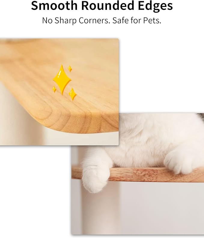 Wood Cat Tree for Large Cats, 62-Inch Tall Modern Cat Tower with Condo & Scratching Posts - Easy to Clean, Heavy-Duty, Furniture-Grade Design for Stable Climbing, Eco-Friendly (White 62'')