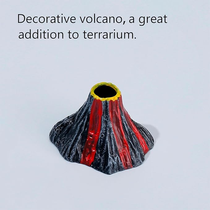 Small Reptile Feeding Dish 2Pack Gecko Food Water Dispenser Worm Bowl with Resin Volcano Decor for Terrarium Leopard Crested Gecko Juvenile Bearded Dragon Lizards Cricket Dubia Feeder