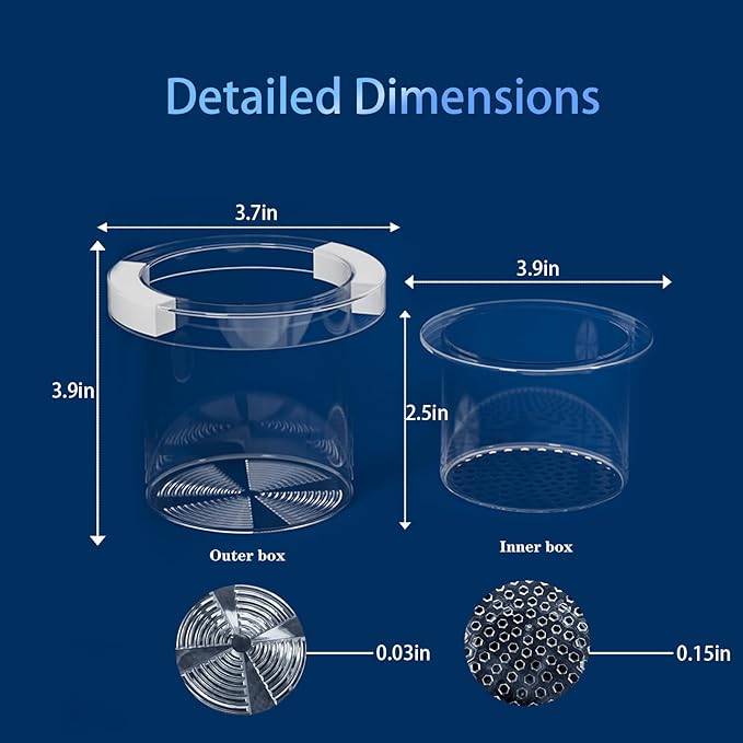 WEAVERBIRD Aquarium Breeder Box, Fish Breeding Box, Acrylic Breeder Isolation Divider Hatching Boxes, Floating Incubation Box, Round Isolation Hatchery Feeding Boxes for Small Fish Fry Hatchery