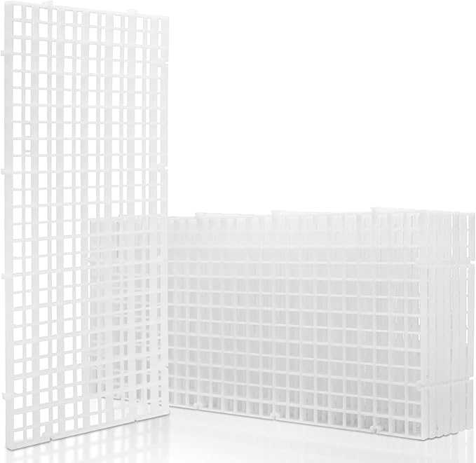 LINLAN 8 Pieces 5.9x11.8in (15X30cm) Aquarium Grid Plastic, Fish Tank Divider, Egg Crate for DIY Filtration and Bottom Protection in Aquascaping (White-No Accessories)