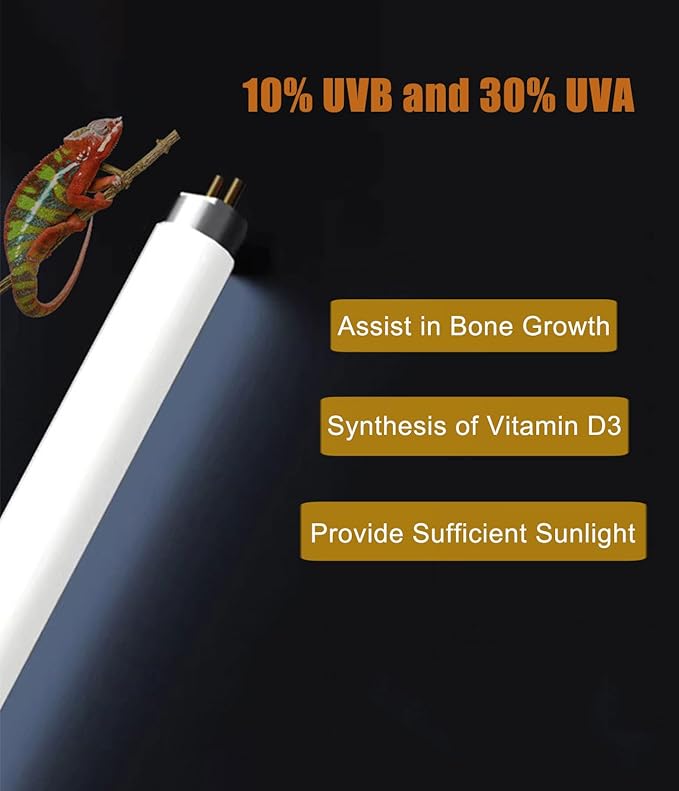3 Pack T5 10.0 UVB Reptile Light Bulb 8W 12 Inch, UVA UVB Lamp for Bearded Dragons, Chameleons, Turtles, Tortoises, Lizards - Desert & Tropical Reptiles