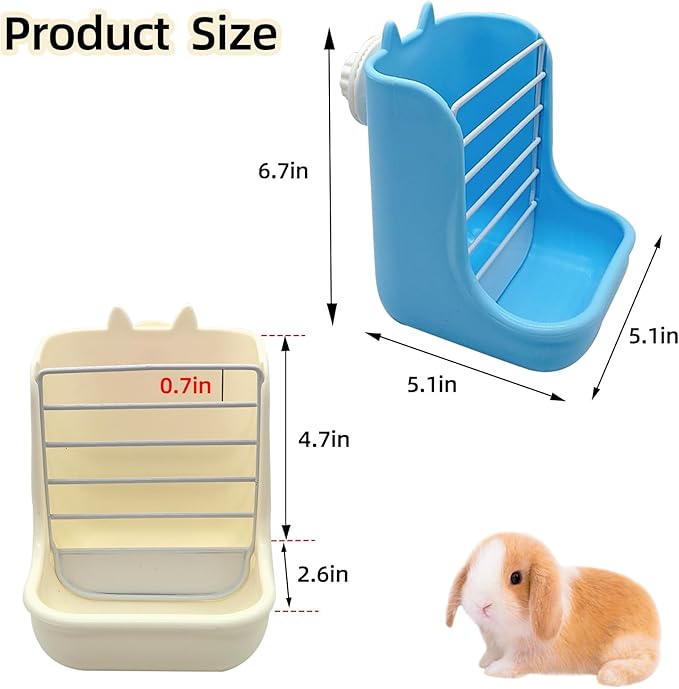 2PCS Rabbit Hay Feeders Rack 2 in 1 Guinea Pig Food Feeder Indoor Feeder for Rabbit Bunny Chinchilla Hamster (Blue+White)