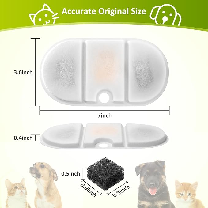 4 Pack Replacement Filters for Capsule Cat Water Fountain PLWF002, ZEKIRY Cat Water Filter Replacement, Triple Filtration Pet Water Fountain Filters