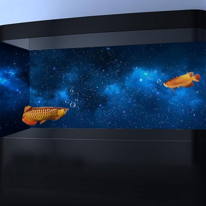 24X16IN Starry Aquarium Background, Art Starry Fish Tank Decorations Background, with 8 EVA Double-Sided Tape