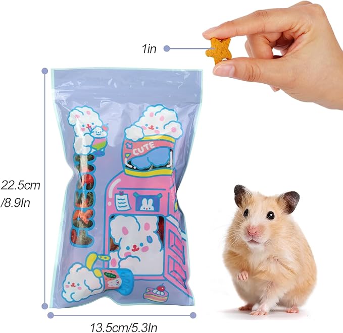 Abizoo Rabbit & Guinea Pig Treats, Crunchy Mini Star Chew Toys with Timothy Hay Carrots Pumpkin for Digestion and Enrichment, High-Fiber Healthy Snacks for Rabbits Chinchillas Guinea Pig Hamster