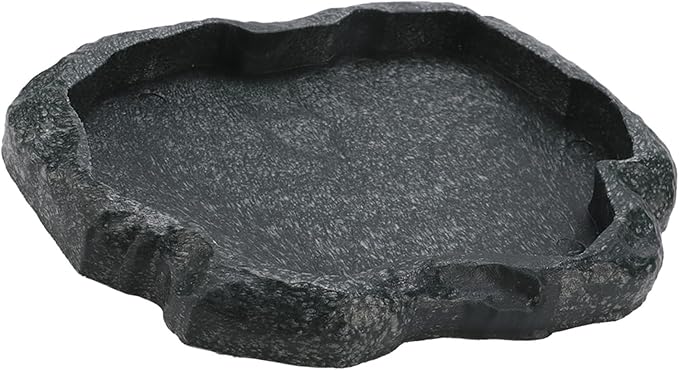 Ejoyous Reptile Water Dish, ABS Reptile Rock Reptiles Feeding Food Bowl Water Dish, Reptile Terrarium Decor Accessories for Tortoise Lizard Turtle Frog Leopard Gecko (M)