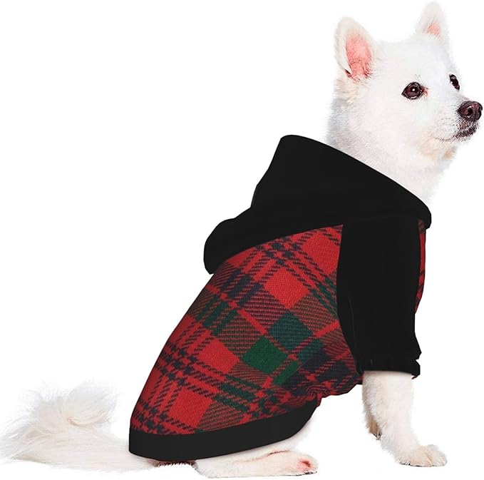 Dog Costume, Custom Dog Hoodie with Name Photo, Holiday Pet Pajamas Outfit, Personalized Pet Coat for Small Medium XS XXS Dogs Puppy, BlackGrid, XL