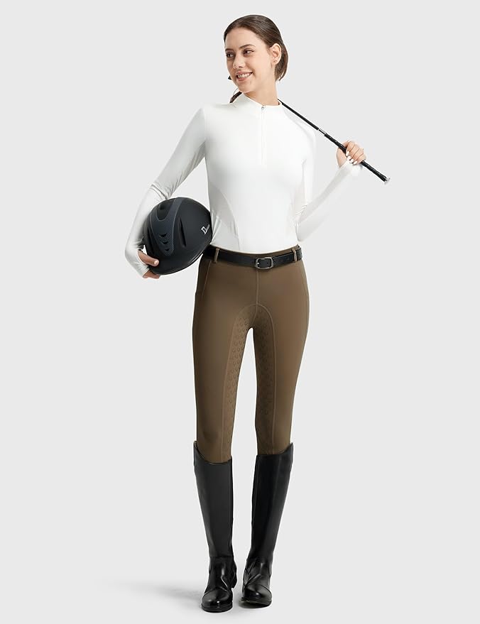 FitsT4 Sports Women's Full Seat Riding Tights Active Silicon Grip Horse Riding Tights Equestrian Breeches