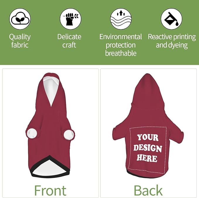 Personalized Dog Hoodie, Custom Dog Costumes for Small Dogs, Holiday Happy Dog Clothes Football Pet Shirt Sweater with Name Number for Girl/Boy Cats/Kitten, Wine, XL