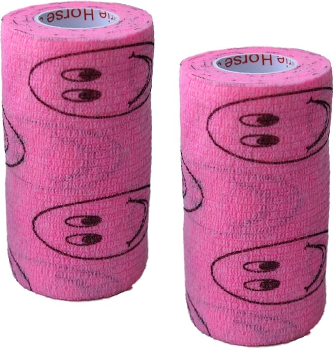 3 Inch Vet Wrap Tape Bulk (Smile Pattern in Yellow, Red, Teal, Neon Green, Neon Pink and Pink with Red Heart Pattern) (Pack of 24) Self Adhesive Adherent Adhering Flex Bandage Grip Roll Dog Cat