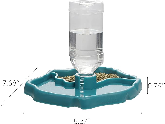 IBWell 2-in-1 Reptile Water Bowl Food Dish with Bottle Automatic Reptile Feeder for Turtle, Bearded Dragon, Lizard Gecko Water Bowl Food Dish