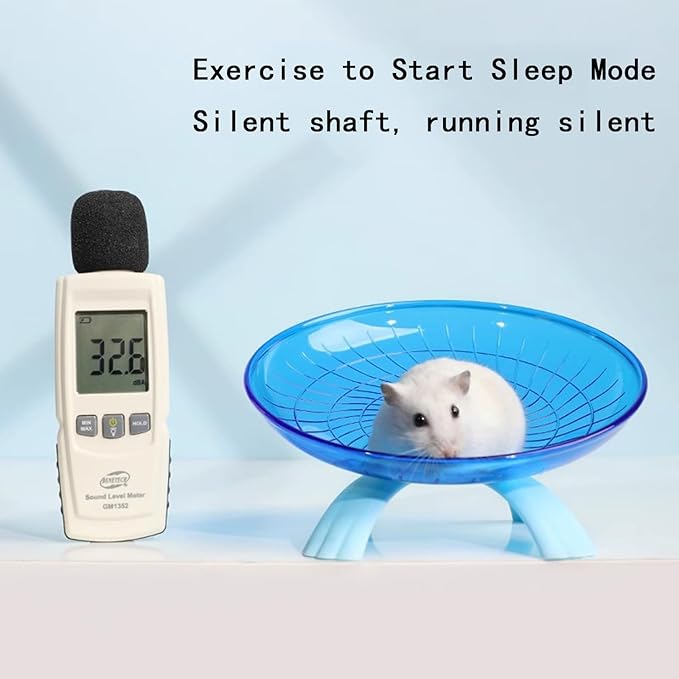 Hamster Flying Saucer Silent Running Wheel, 12 Inch, Suitable for Guinea Pigs, Hamsters, Hedgehogs and Other Small Animals to Ensure Safe Exercise（Blue）