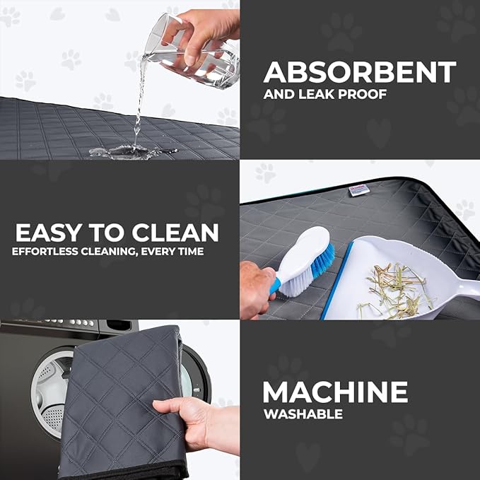 Washable Rabbit & Guinea Pig Cage Liner & Bedding for C&C 2x4 (57"x28"), 2 Pack, Easy to Clean Unlike Fleece, Waterproof, Absorbent, Non-Slip Pee Pad, Reusable Bunny Mat for Small Animals