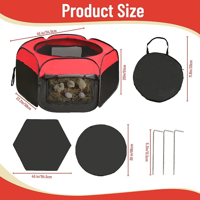 Chicken Brooder Box for Chick Starter Kit - 2025 Upgrade Double Door Chicks Brooder Pen/Chickens Playpen/Chick Tent Baby Chickens Supplies Up to 15 Baby Chicks,Duck,Quail