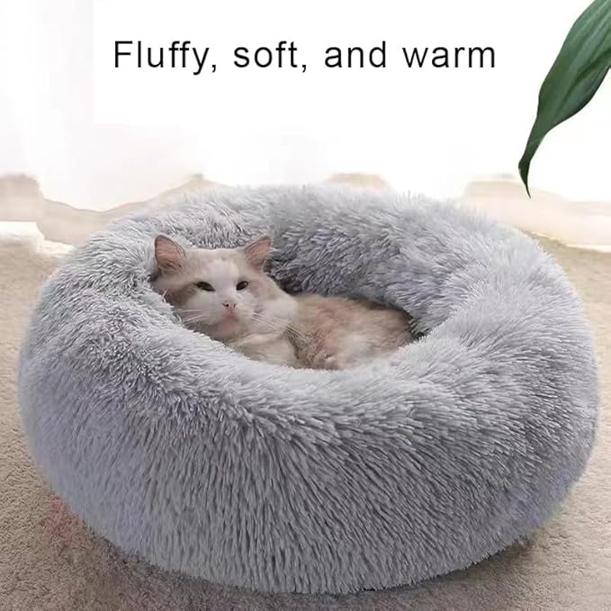 Nisrada Dog Bed for Small Medium Large Dogs, 27 inch Calming Dogs Bed, Washable-Round Cozy Soft Pet Bed for Puppy and Kitten with Slip-Resistant Bottom