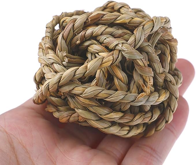 Hamiledyi 10PCS Rabbit Grass Balls 2.8in Large Guinea Pig Balls Small Animal Activity Enrichment Toy for Bunny Chinchilla Hamster Gerbil Grinding Playing