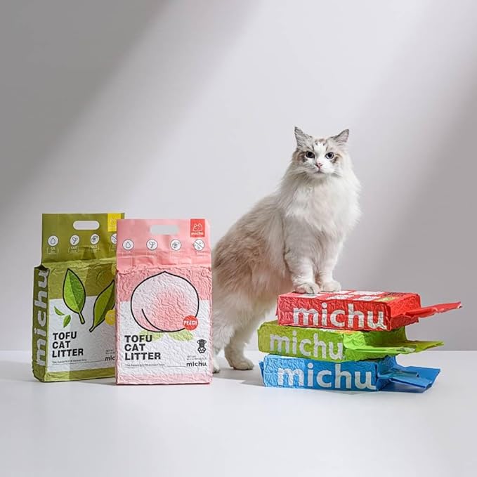 Tofu Cat Litter Natural Clumping Tofu Cat Litter, Fast Clumping and Easily Scoop-able 5.5lb/88oz 5 Scents - Ocean Fresh, 4 Pack