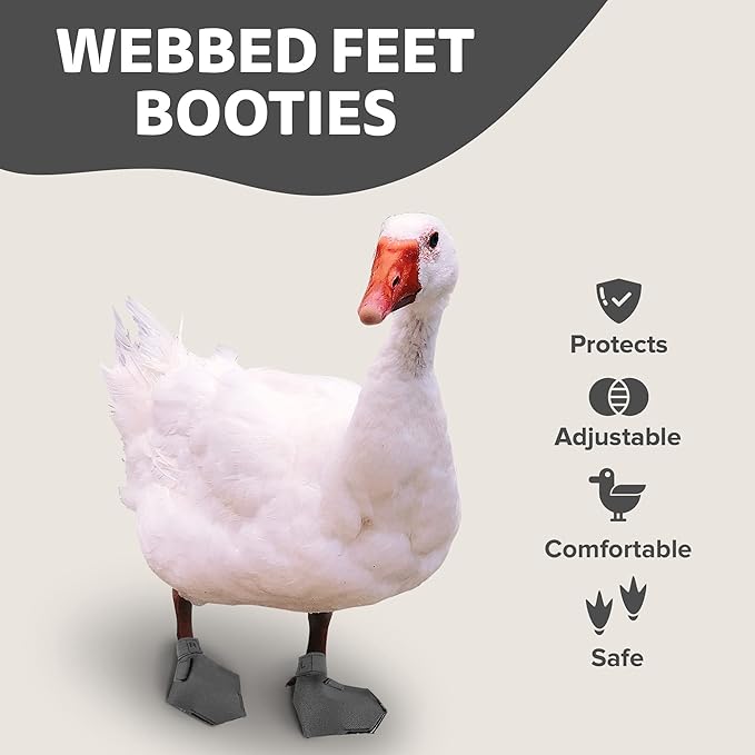 Duck Shoes for Injured Feet – Protective Neoprene Footwear for Ducks, Protective Shoes for Birds with Injured feet, Bumblefoot Relief - Large, 4.5” Max. Inside Width - Gray