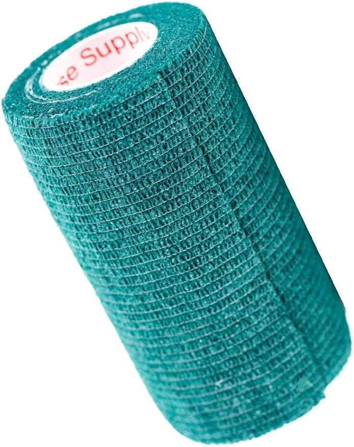 3 Inch Vet Wrap Tape Bulk (Hunter Green) (Pack of 6) Self Adhesive Adherent Adhering Flex Bandage Grip Roll for Dog Cat Pet Horse