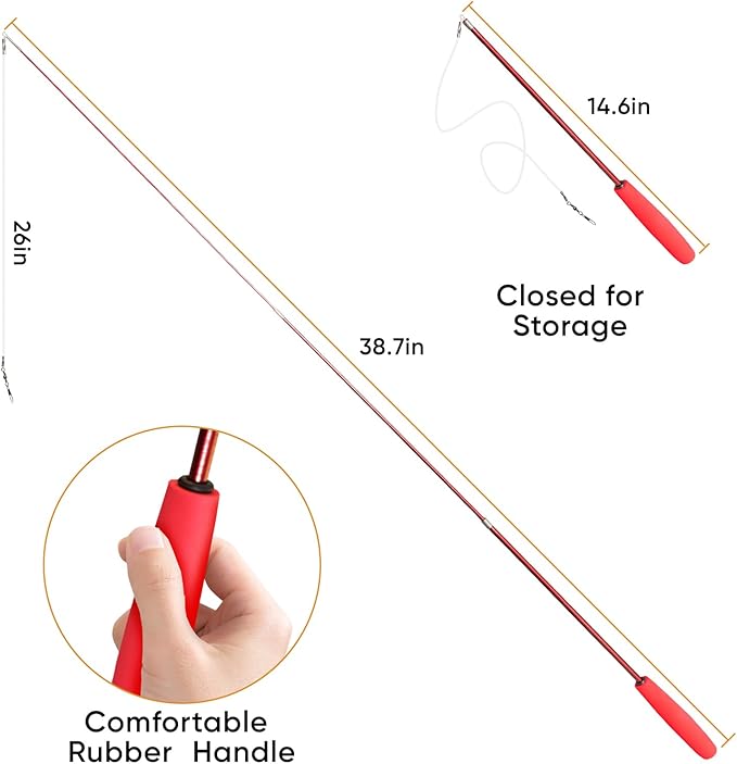 Cat Toys for Indoor Cats, 11 Packs Interactive Cat Wand Toy Set with Feather Toys&Ribbon Refills,Retractable Cat Wand with Bell Refills for Kittens Play and Exercise
