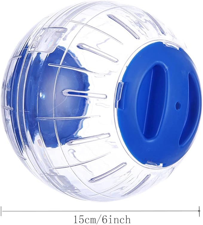 Hamster Exercise Ball Silent Hamster Wheel Small Animals Transparent Ball for Dwar Rat Relieves Boredom and Increases Activity (6inch with Stand, Blue)