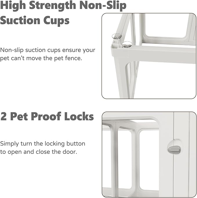 Clear Acrylic Dog Playpen with Door, for Puppy Rabbit Transparent Pet Pen, Dog Playpen Indoor, Dog Fence, Easy Assemble & Cleaning Dog Pen for Small & Medium Dogs (23.6“ Height, 10PCS)