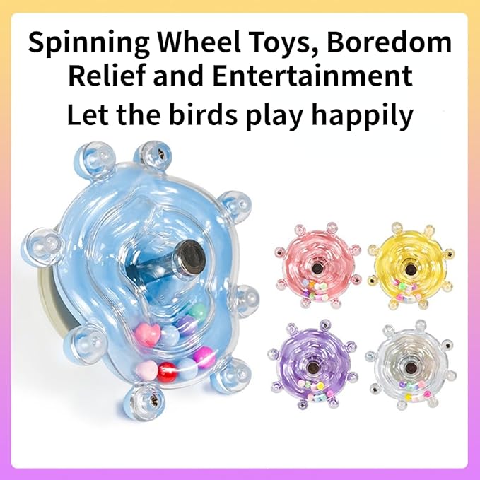 Parrot Spinner Toy, Funny Parakeet Toy Interactive Parrot Toy Bird Toy Spinning Rattle Cockatiel Toys Bird Cage Accessories for Entertainment Chewing Exercise (Yellow)