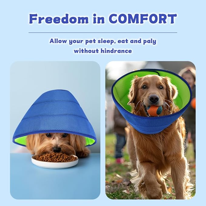 Soft Dog Cone Collar After Surgery Alternative for Dogs to Stop Licking, Comfy Collars for Large/Medium/Small Pet, Comfortable Elizabethan Neuter Recovery E Cones of Shame Neck & Head Ecollars