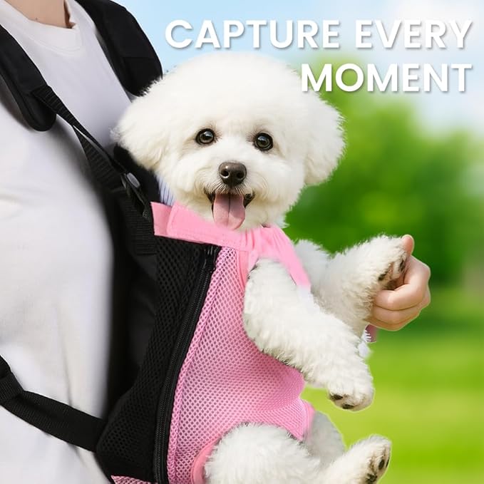 Mosago Dog Backpack Carrier, Thick Straps & Cushion, Pet Sling Front Backpacks for Small Medium Dogs 7-11 Lbs, Legs Out, Adjustable Wearable Puppy Chest Travel Bag, Easy-Fit for Hiking/Walking/Camping