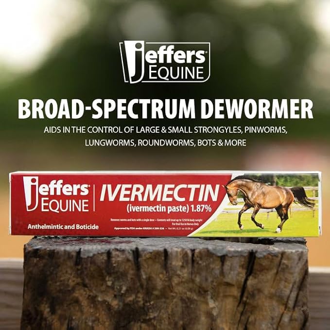 Jeffers Ivermectin Gel Dewormer for Horses - Apple Flavored, 1.87% Broad Spectrum Dewormer Paste - Effective Parasite Control for Worms, Pinworms, Bots & More - Safe for Equine of All Ages- (1 Pack)