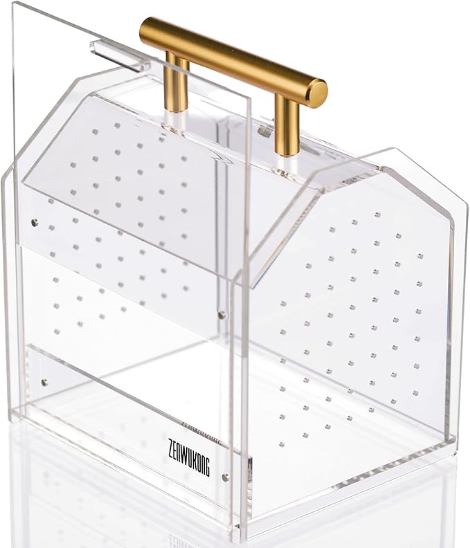 Jumping Spider Enclosure - Acrylic Terrarium Habitat for Spiders, Tarantulas, Snail, Mantis, Lizard, and Small Reptiles, Magnetic Doors (5.5x4.7x6.6 inch)