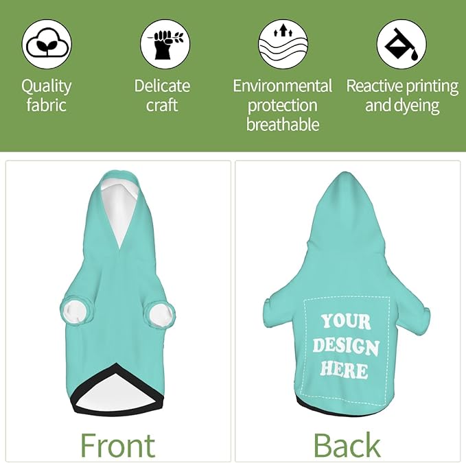 Dog Costume, Custom Dog Hoodie, Dog Name Costume Holiday Pet Pajamas Outfit, Personalized Pet Coat Costumes for Small Medium Large Dogs and Cats for Winter, Turquoise, S