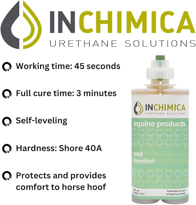 Horse Products Comfort Pour-in Horse Hoof Pad 200ml Cartridge & Two Application Tips