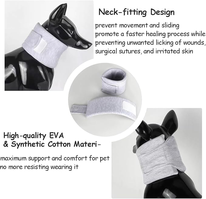 MANON ROSA Cat Neck Brace Elizabethan Collar for Pet After Surgery Recovery Adjustable Breathable Neck Cervical Cone for Small Medium Dogs Puppies Kittens with Spinal IVDD Issues (S 5.5-11",Grey)