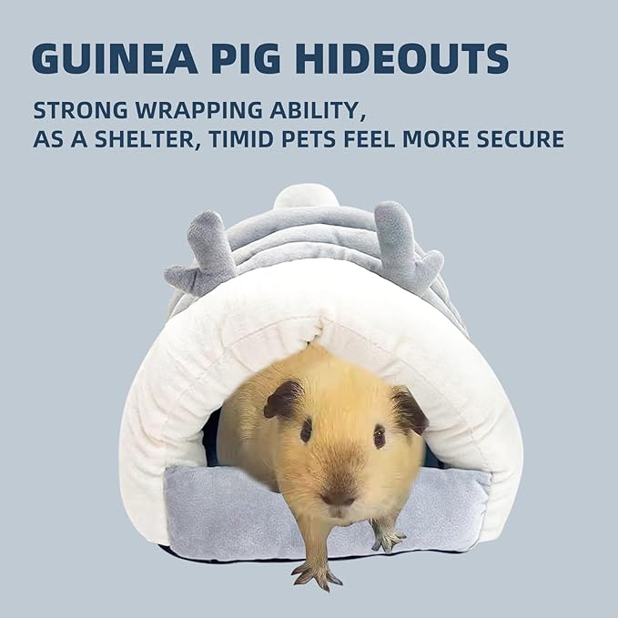 Guinea Pig Hideout, Warm Bed for Guinea Pig,Rabbits, Chinchillas, Cozy Small Animal Winter Shelter (Gray, Small)