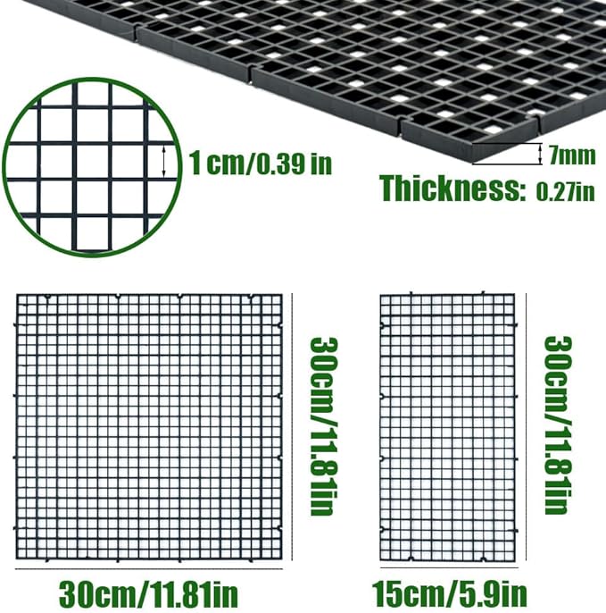 LINLAN 4 Pieces 5.9x11.8in (15X30cm) Aquarium Grid Plastic, Fish Tank Divider, Egg Crate for DIY Filtration and Bottom Protection in Aquascaping (White-No Accessories)