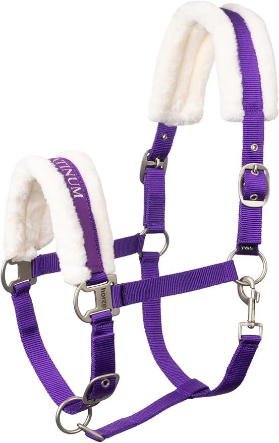 HORZE Howard Soft Fleece Padded Adjustable Polyester Horse Halter - Purple - Warmblood