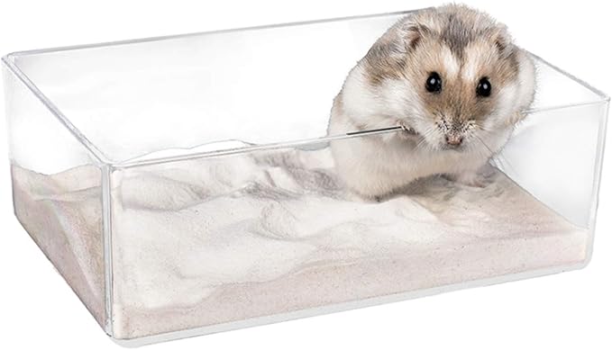 Cumuiu Hamster Sand Bathroom Clear Acrylic Toilet Tray Bathroom for Hedgehog Squirrel Hamster Guinea Pigs and Small Animal (Small)