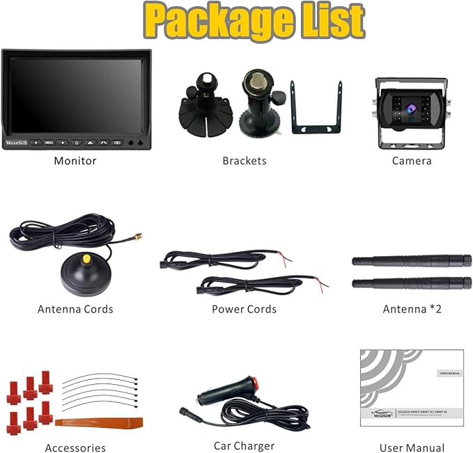 Wireless Backup Camera for Trucks VMW7 high Definition 1080P 7” IPS Monitor System,High-Speed Stable Transmission & Waterproof for Truck,Recreational Vehicle Trailer,Bus,Harvester Pickup Motorhome