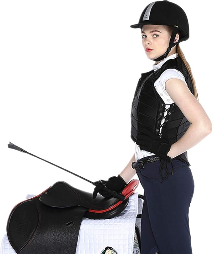 UNISTRENGH Equestrian Vest Professional Safety EVA Padded Horse Riding Vest Unisex Black Zipper Protector Gear Waistcoat
