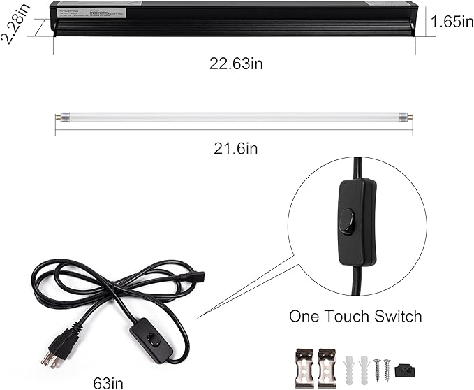 UVB Reptile Light Kit, 24W T5 Lamp Fixture and 5.0 UVB Tube Combo, Linear Lighting Bar Ideal for Tropical Reptiles Bearded Dragon Hermit Crab Turtle Leopard Gecko Tank Chameleons Iguanas Snake