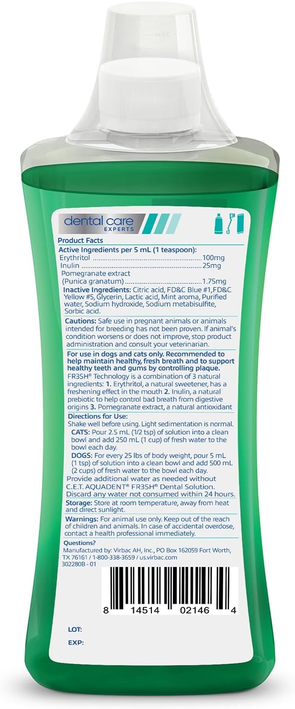 Virbac C.E.T. Aquadent Dental Solution for Dogs and Cats (250 ml)