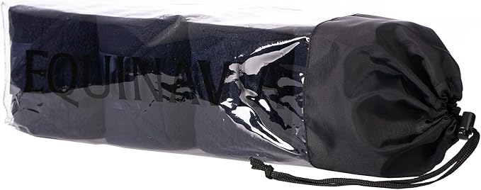 Equinavia Luna 9' Fleece Polo Wraps, Set of 4 Horse Leg Bandages with Storage Bag | Black - One Size - Navy - One Size