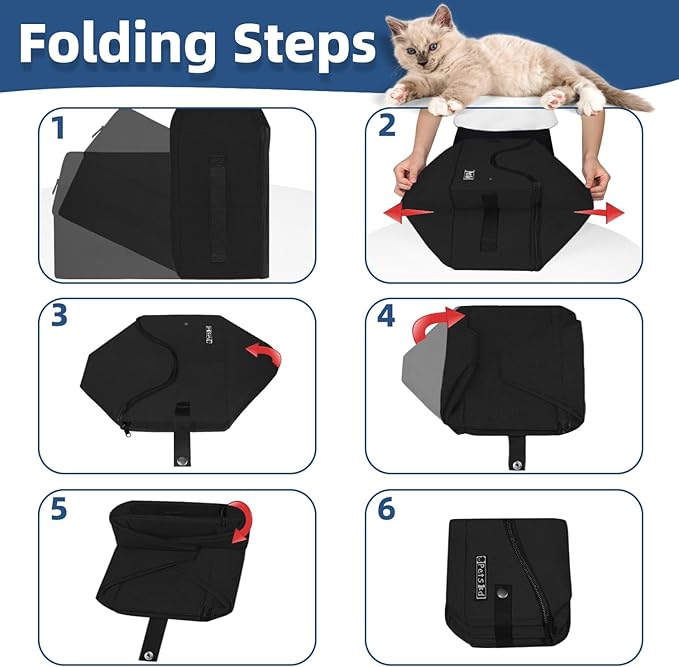 Petskd Portable Travel Litter Box for Cats with Lid and 10 pcs Liner Bags, Light Weight, Leak-Proof and Higher Sides for Road Trips, Hotel Stays, Car Travel(Black)