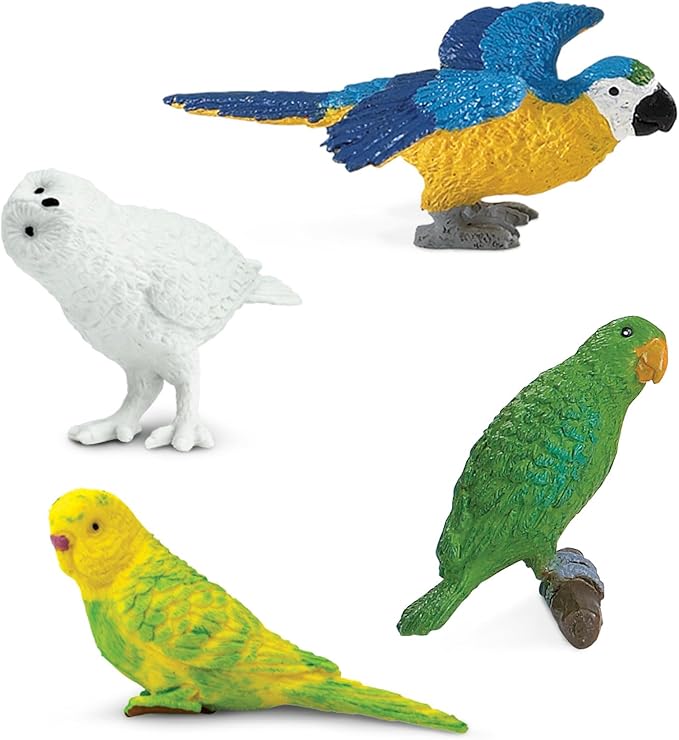 Safari Ltd. Exotic Birds TOOB - 10 Figurines: Parakeet, Quetzal, Macaw, Hummingbird, Toucan, Cockatoo, Flamingo, Snowy Owl, Parrot - Educational Toy Figures For Boys, Girls & Kids Ages 3+