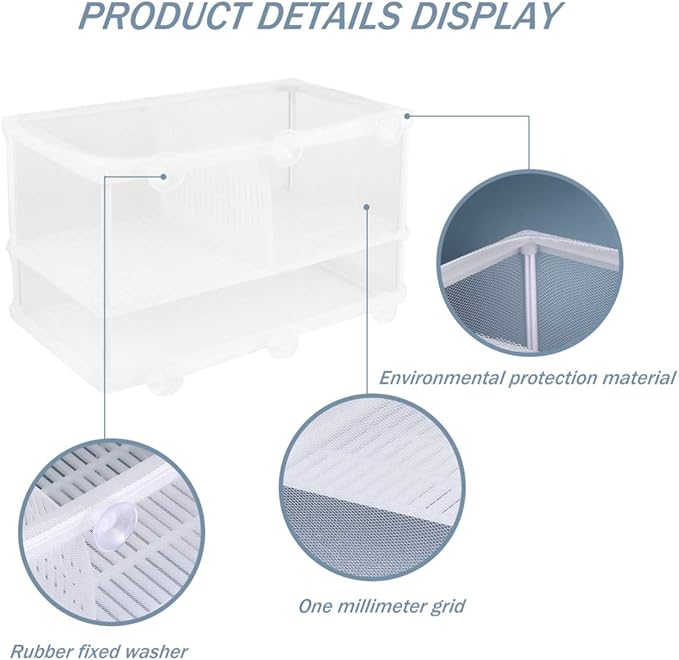POPETPOP 1pc Portable Fish Hatching Net Water Separation Box for Aquarium Isolation Breeding Tank Separator Easy to Use and Install and Cloth Material