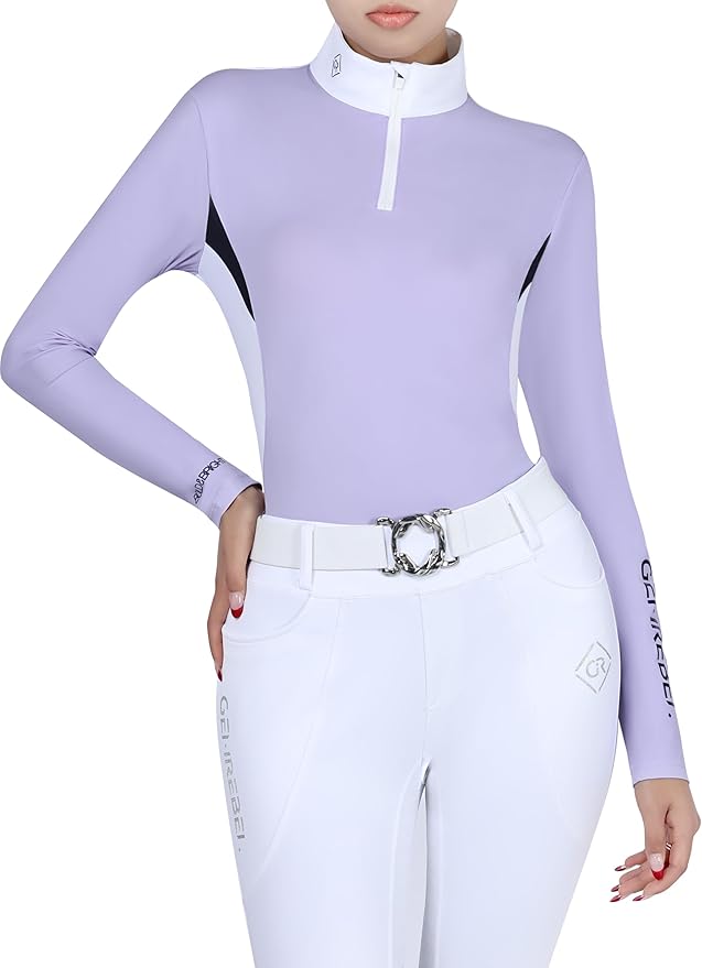 Women's Horse Riding Shirt Long Sleeve Top Comfortable Breathable Quick-Dry Horseback Riding Shirts Equestrian Women
