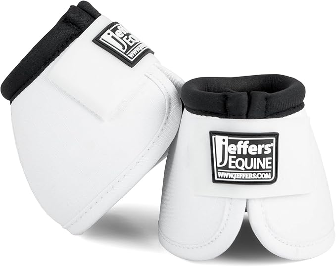 Jeffers Equine No Turn Bell Boots for Horses - White, Large | Shock Absorbing Hoof Protection | Secure Double Hook & Loop Closure, Perfect for Travel, Turnout, Training, & Riding - 1 Pair